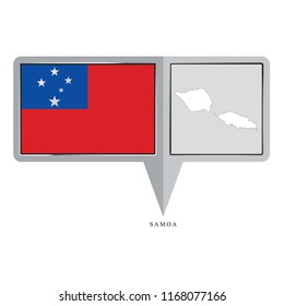 isolated map pointer with Samoa flag and map vector illustration