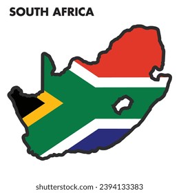 Isolated map of South Africa with its flag Vector illustration