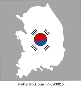 Isolated map of south korea with flag, vector illustration