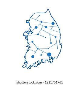 Isolated map of South Korea. Vector illustration design