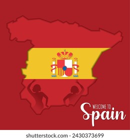 Isolated map of spain with flag Vector illustration