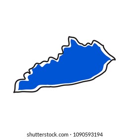 Isolated map of the state of Kentucky