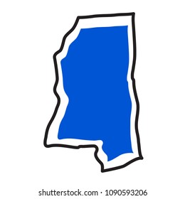 Isolated map of the state of Mississippi