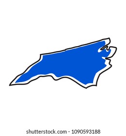 Isolated map of the state of North Carolina
