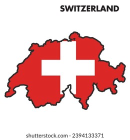 Mapa aislado de Suiza con su bandera Ilustración vectorial