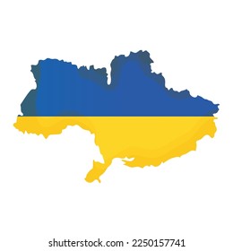 Isolated map of Ukraine with its flag Vector