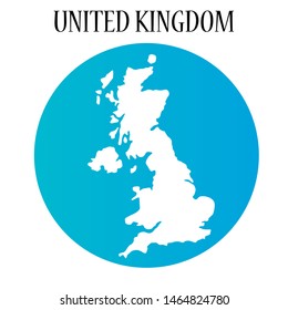 Isolated map of United Kingdom. Country silhouette on blue gradient background.