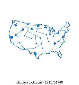 Isolated map of the United States. Vector illustration design