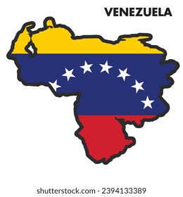 Isolated map of Venezuela with its flag Vector illustration