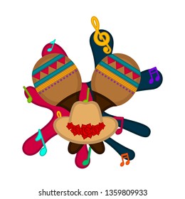 Isolated maracas on a colored splash. Vector illustration design