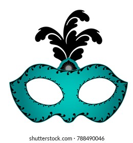 Isolated mardi gras mask with feathers on a white background, vector illustration