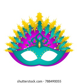Isolated mardi gras mask with feathers on a white background, vector illustration