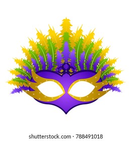 Isolated mardi gras mask with feathers on a white background, vector illustration