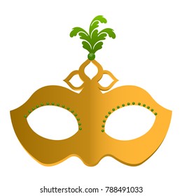 Isolated mardi gras mask with feathers on a white background, vector illustration