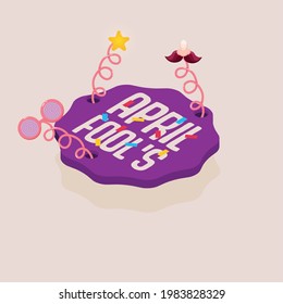 Isolated mark purple april fools humor festival vector illustration