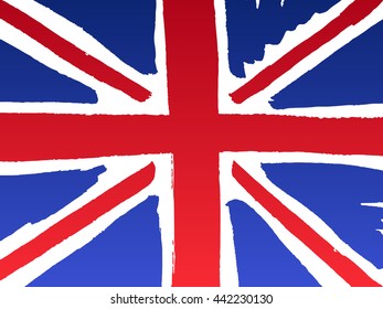Isolated marker hand-drawn United Kingdom flag. Vector illustration of Union Jack - flag of  United Kingdom of Great Britain and Northern Ireland. England, Scotland, Wales and Ireland national symbol.