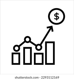 Isolated market forecast line sign, growth icon. Editable stroke and color. EPS vector file