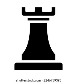 Isolated marketing strategy in glyph icon on white background. Rook, chess, plan, business