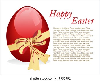 isolated maroon egg with golden ribboon on white background