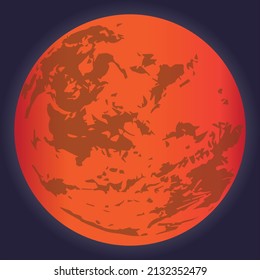 Isolated Mars Planet Icon Vector With Dark Blue Background