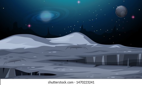 Isolated mars space scene illustration Stock Vector