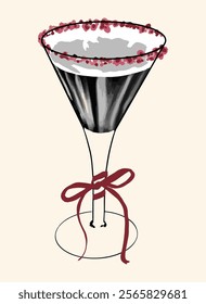 Isolated martini coquette illustration. Perfect for cocktail-themed designs, bar menus, drink recipe cards, or cocktail-related branding projects.