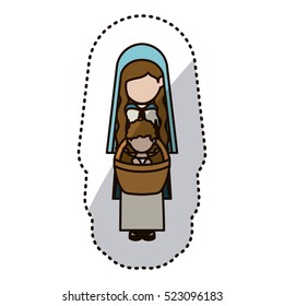Isolated mary and baby jesus design