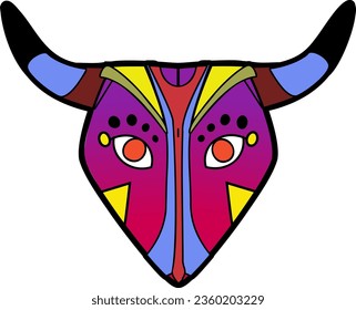 Isolated mask of Torito from Carnaval de Barranquilla, Colombian carnival party traditional music in Barranquilla's carnival Vector illustration