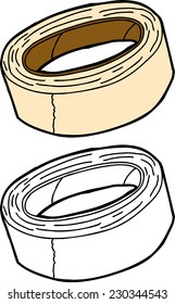 Isolated masking tape in color and outline