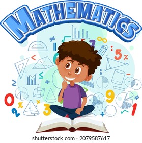 Isolated Mathematics Font Banner Withboy Cartoon Stock Vector (Royalty ...