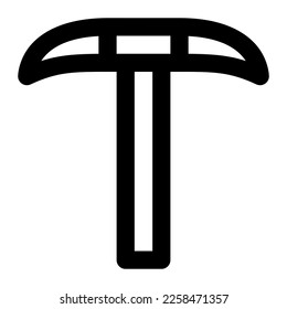 Isolated mattock in outline icon on white background. Gardening, mining, farming, pickaxe