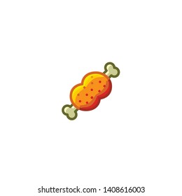Isolated Meat on Bone Emoji, Emoticon, Vector Icon, Pictogram