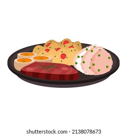 Isolated meat vegetables food healthy nutrition vector illustration