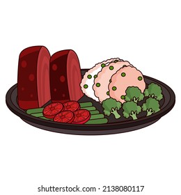 Isolated meat vegetables food healthy nutrition vector illustration