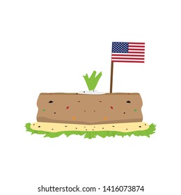 Isolated meatloaf with a flag of United States. Tradicional american food - Vector