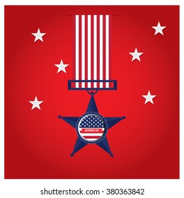 Isolated medal on a colored background with stars for memorial day
