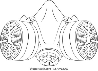 isolated medical mask in black&white