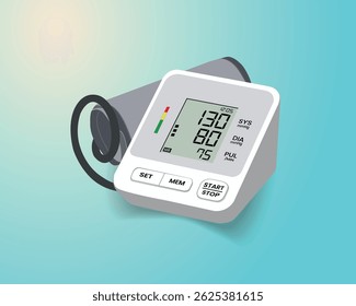 objetos médicos aislados, Ilustración vectorial del estetoscopio, bolso de la salud, monitor de la presión arterial, oxímetro, termómetro y píldoras de la medicina.