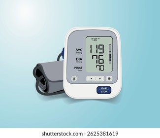einzelne medizinische Objekte, Vektorgrafik des Stethoskops, Gesundheitstasche, Blutdruckmessgerät, Oximeter, Thermometer und Medikamentenpillen.