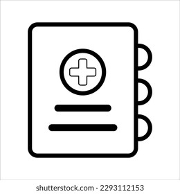 Isolated medical spiral notebook icon. Editable stroke and color. EPS vector file