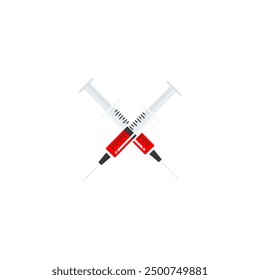 Isolated medical syringe concept. Vector flat cartoon illustration of design element