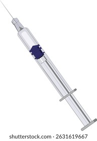 Isolated medical syringe with a needle side view vector illustration. 
