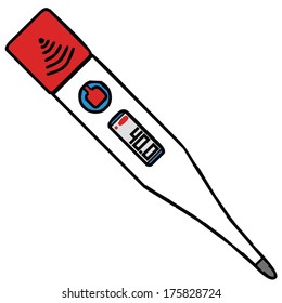 isolated medical thermometer, temperature, vector illustration