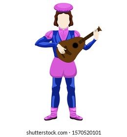 Isolated medieval bard character over a white background - Vector illustration