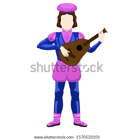 Isolated medieval bard character over a white background - Vector illustration