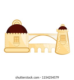 Isolated medieval bridge building