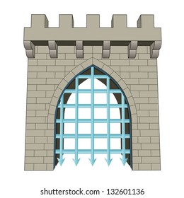 isolated medieval closed gate vector illustration
