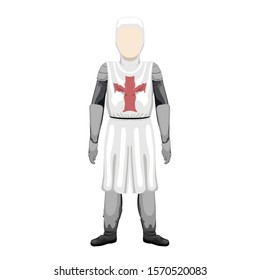 Carácter caballero medieval aislado sobre fondo blanco - Ilustración vectorial