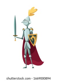 Isolated medieval knight character standing with