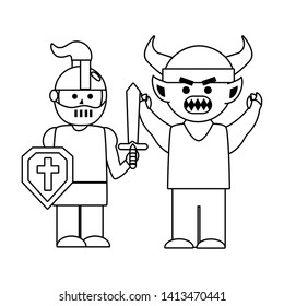 Isolated medieval knight and troll design vector illustration